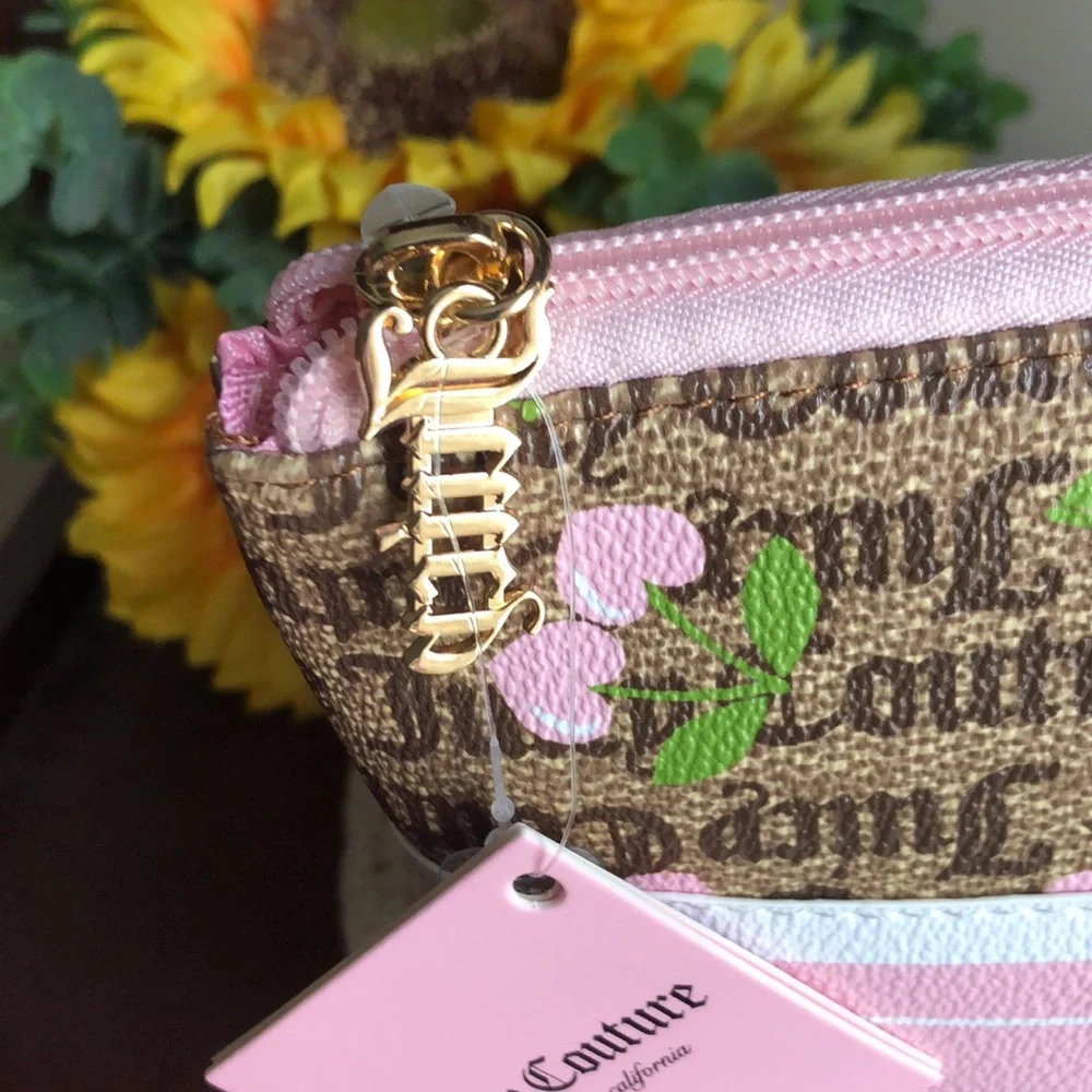 Juicy Couture Pink and Brown Logo Cosmetic Bag